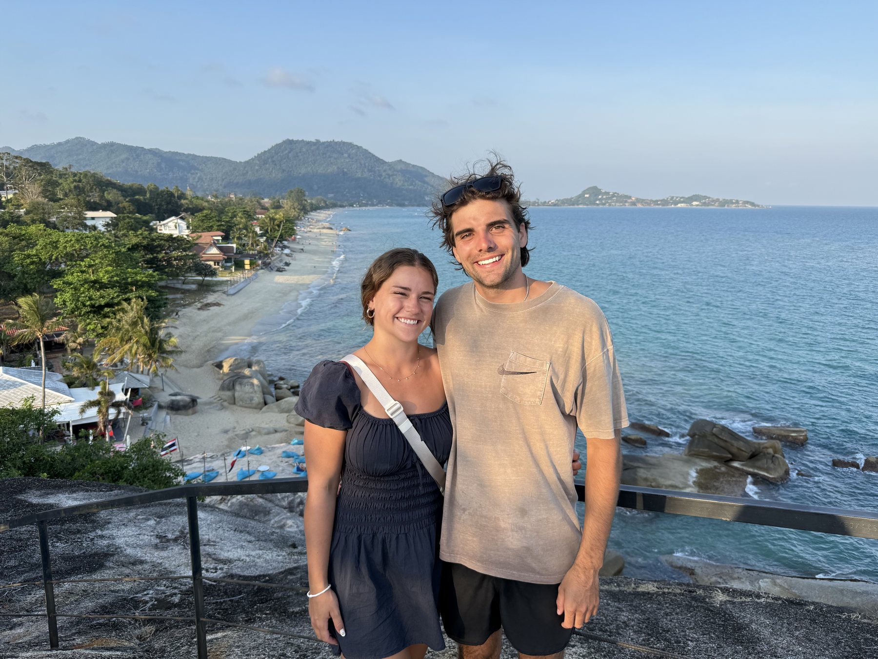 Emma and Nicolas at a beach overlook
